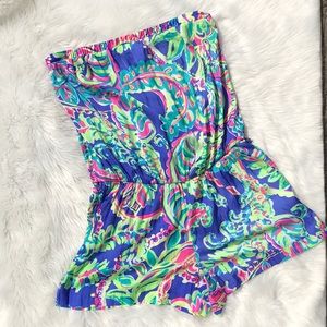 Lilly Pulitzer neon colorful strapless romper